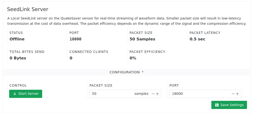 SeedLink Server Sensor